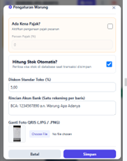 Form Pengaturan Warung