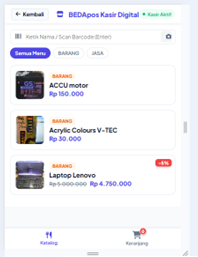 List Katalog Produk Kasir